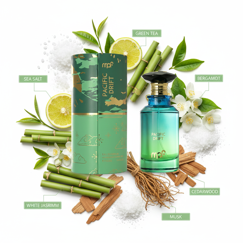 MPF Pacific Drift - Notas de sal del mar, té verde, bambú, jazmín, vetiver y cedro