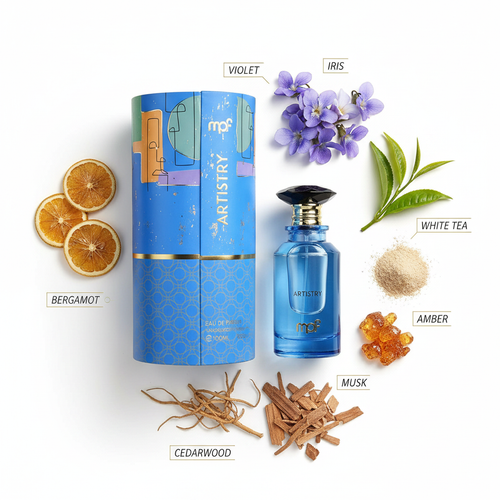MPF Artistry - Notas de bergamota, violeta, iris, té blanco, cedro y vetiver